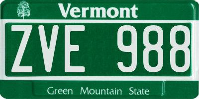 VT license plate ZVE988