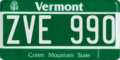 VT license plate ZVE990