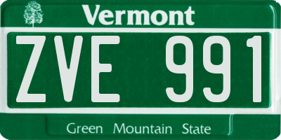 VT license plate ZVE991