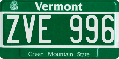 VT license plate ZVE996
