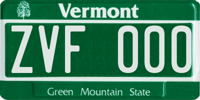 VT license plate ZVF000