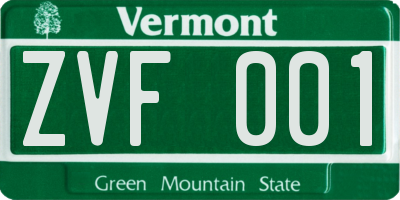 VT license plate ZVF001