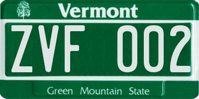 VT license plate ZVF002