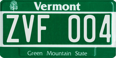 VT license plate ZVF004