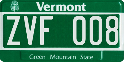 VT license plate ZVF008