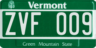 VT license plate ZVF009