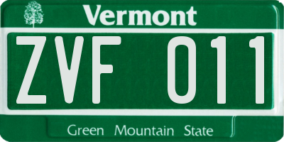VT license plate ZVF011