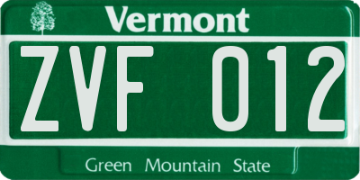 VT license plate ZVF012