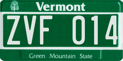 VT license plate ZVF014