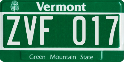 VT license plate ZVF017