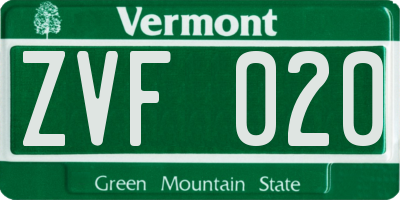 VT license plate ZVF020
