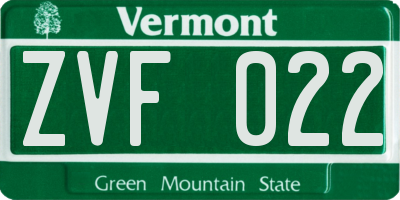VT license plate ZVF022