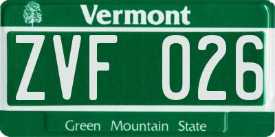 VT license plate ZVF026