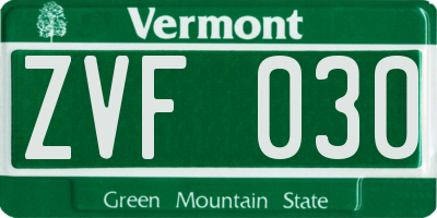 VT license plate ZVF030
