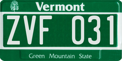 VT license plate ZVF031