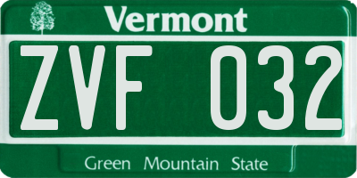 VT license plate ZVF032