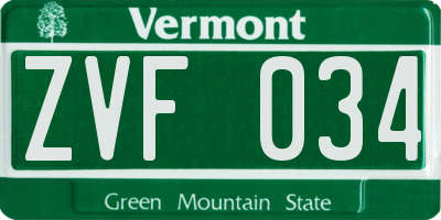 VT license plate ZVF034