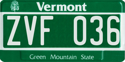 VT license plate ZVF036