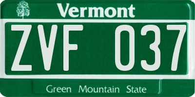 VT license plate ZVF037