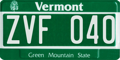 VT license plate ZVF040