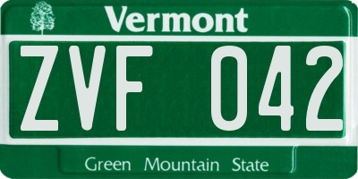 VT license plate ZVF042
