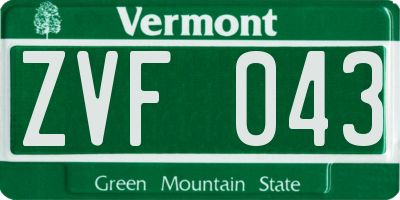 VT license plate ZVF043