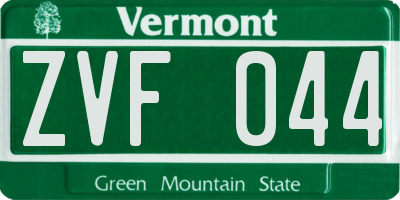 VT license plate ZVF044
