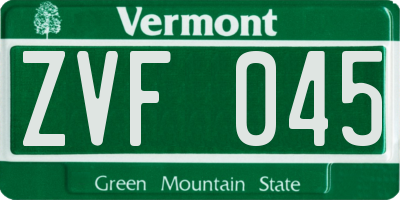 VT license plate ZVF045