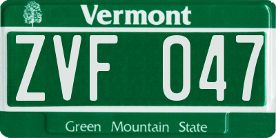 VT license plate ZVF047