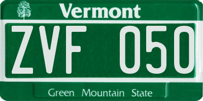 VT license plate ZVF050