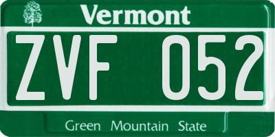 VT license plate ZVF052