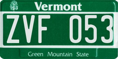 VT license plate ZVF053