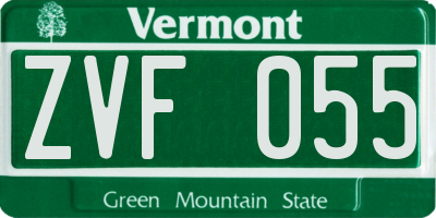 VT license plate ZVF055