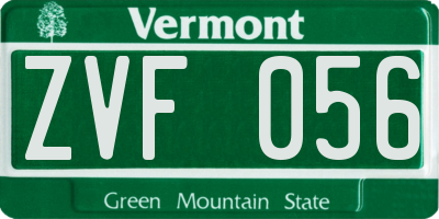 VT license plate ZVF056