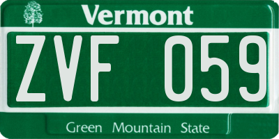 VT license plate ZVF059