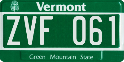 VT license plate ZVF061