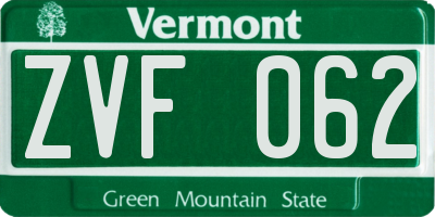 VT license plate ZVF062