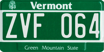VT license plate ZVF064