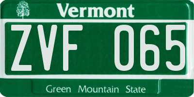 VT license plate ZVF065
