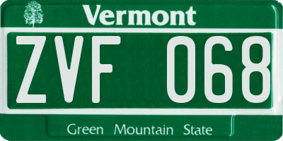 VT license plate ZVF068