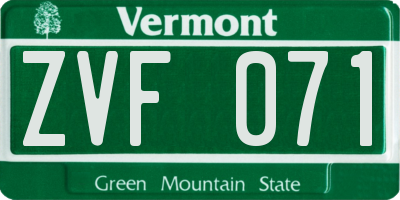 VT license plate ZVF071