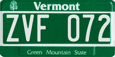 VT license plate ZVF072