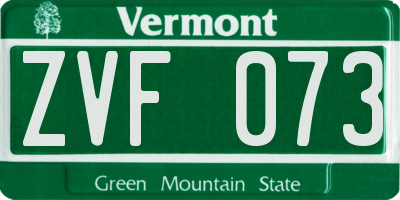 VT license plate ZVF073