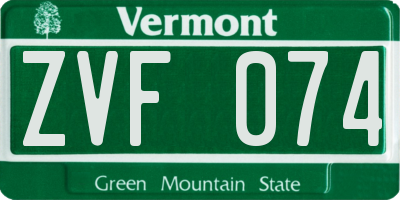 VT license plate ZVF074