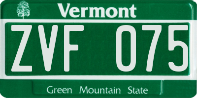 VT license plate ZVF075