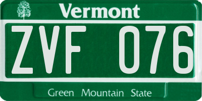 VT license plate ZVF076