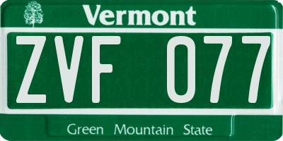 VT license plate ZVF077