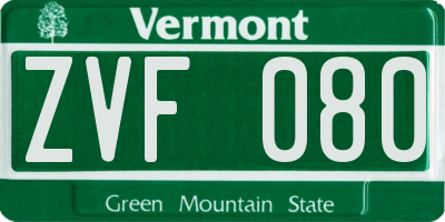 VT license plate ZVF080