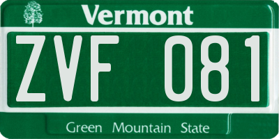 VT license plate ZVF081