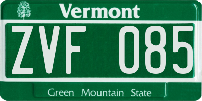 VT license plate ZVF085